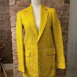 Dries Van Noten Mustard Textured silk blazer